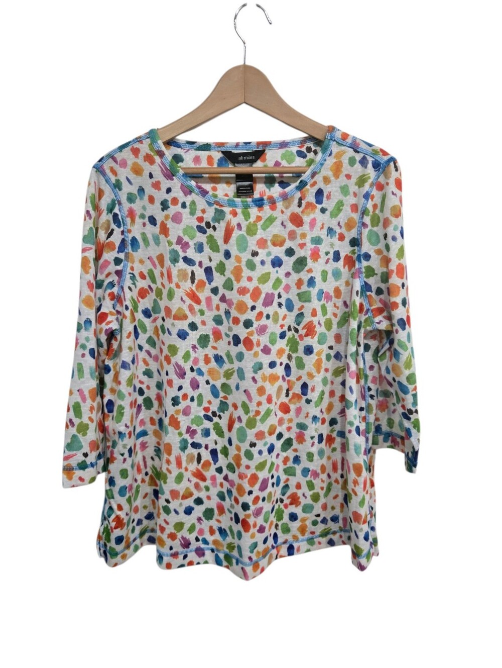 Ali Miles Colorful White Tunic